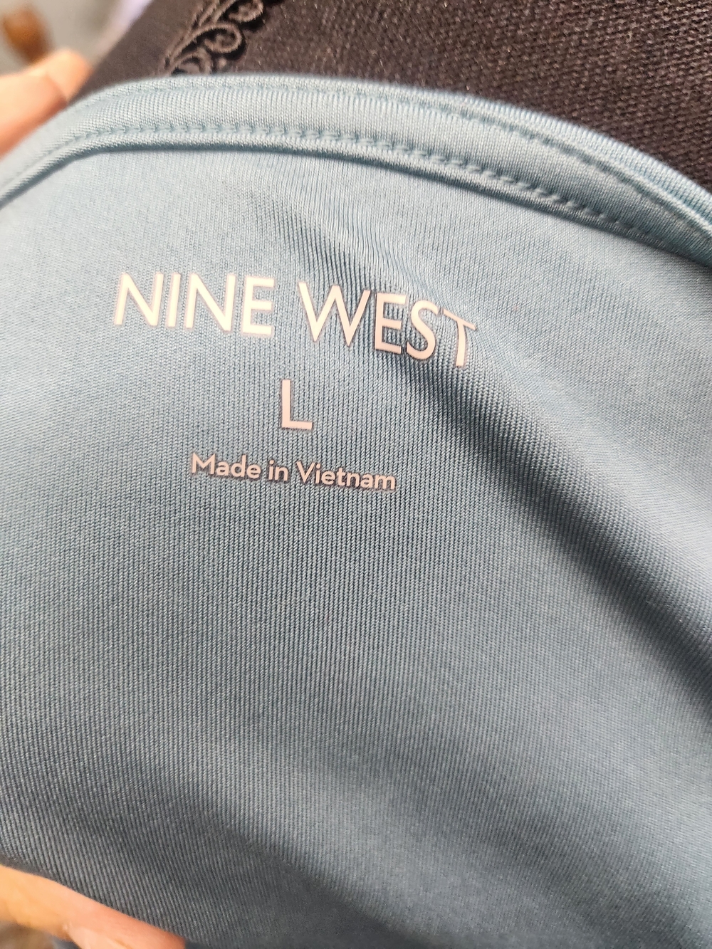 Nine West Long Sleeve Boatneck Bodysuit in Dusty Teal - Picture 8 of 8